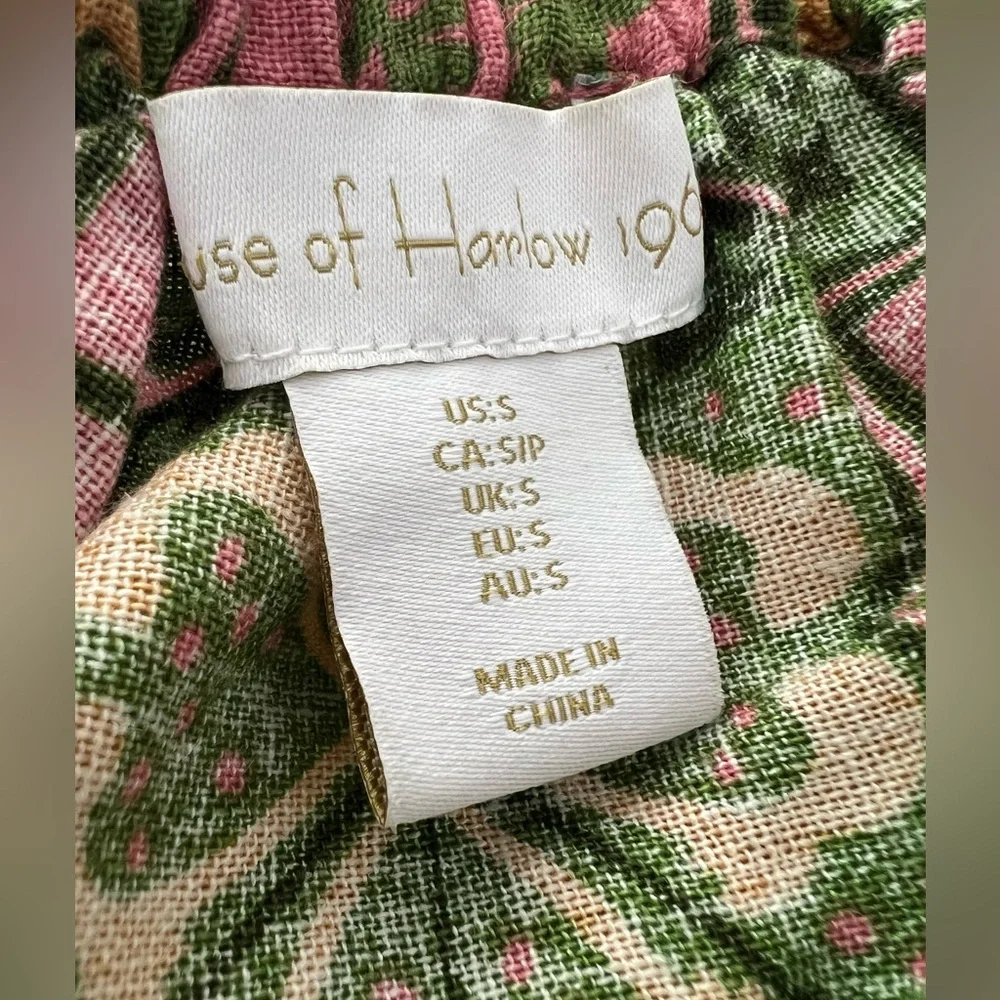House of Harlow 1960 Linen Blend Halter Dress geometric and floral pattern Small - Picture 7 of 9